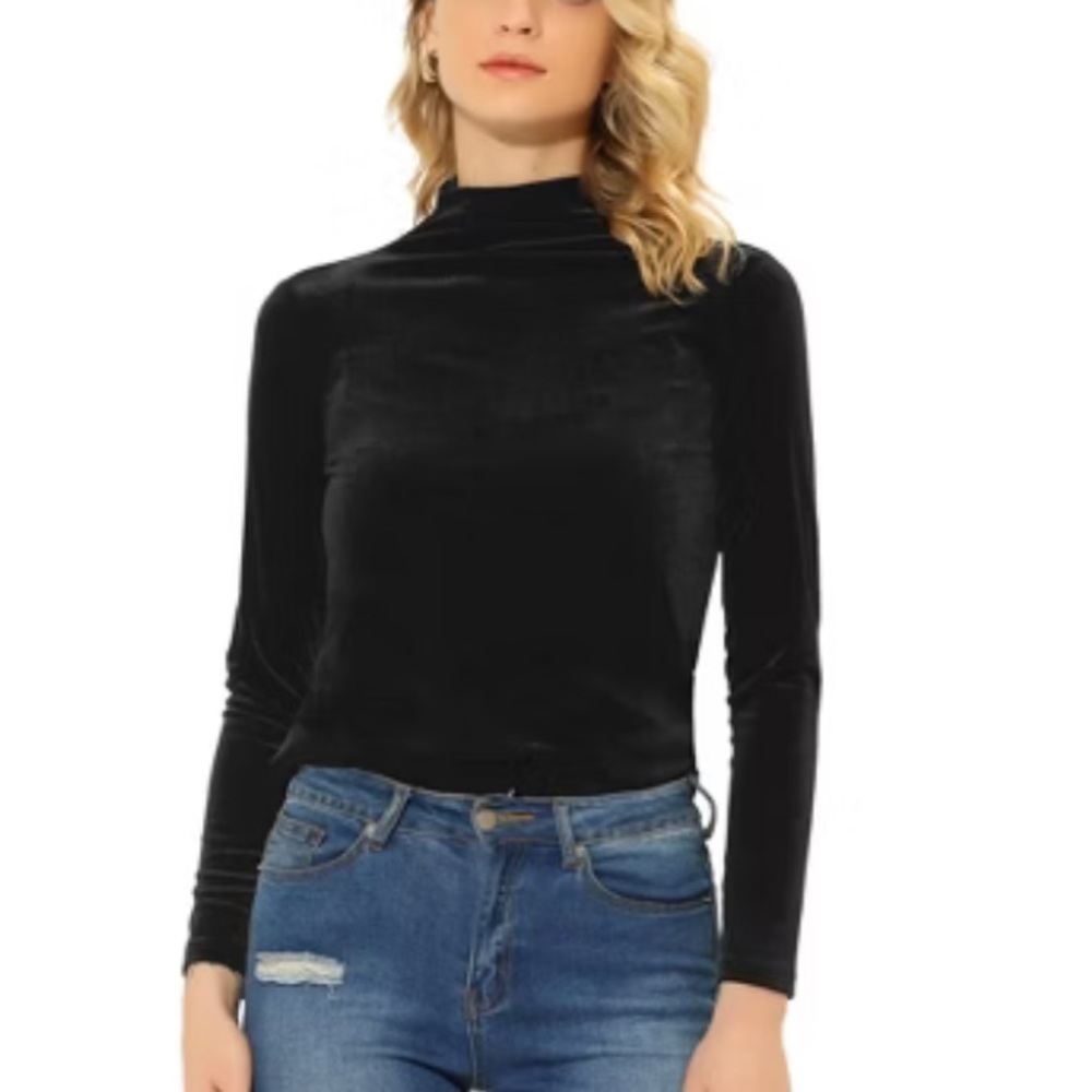 BCBG vintage velvet mock neck top‎